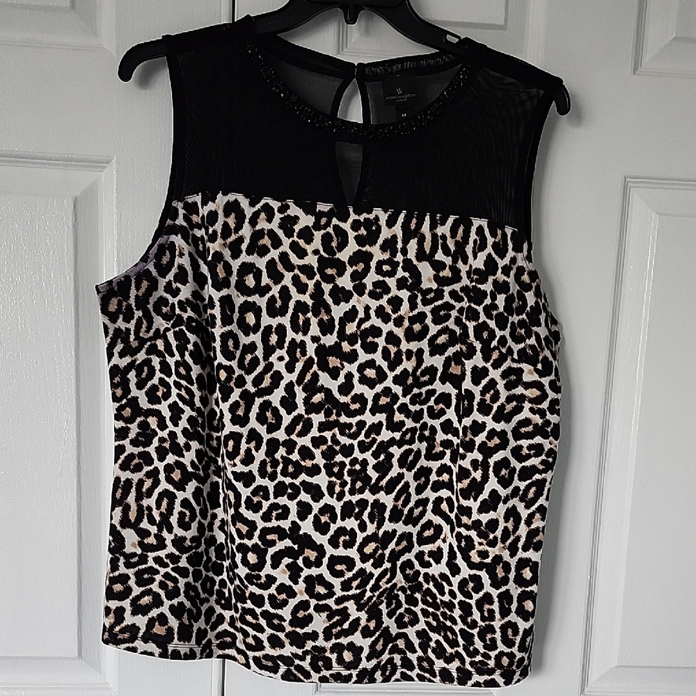 Worthington Leopard Print Sleeveless Blouse